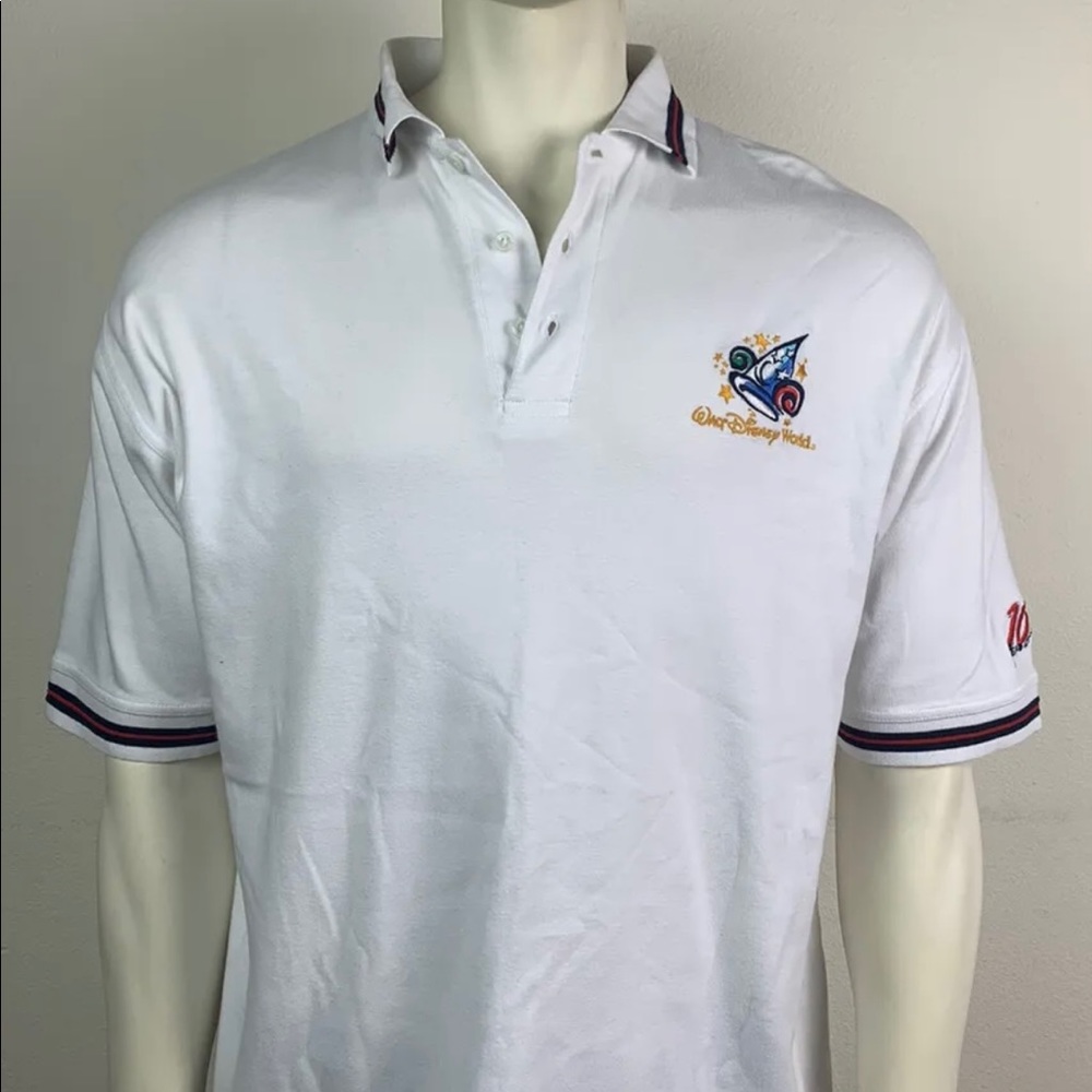Disney”Walt Disney World”, White Polo Shirt 100 Years of Magic. Sz. L